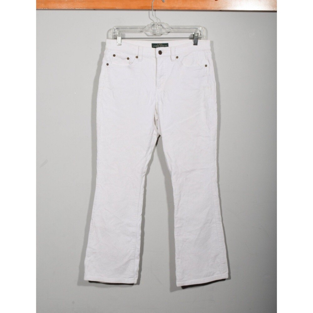 Lauren Jeans Co. Ralph Petites White Corduroy Classic Bootcut Pants Sz 8P